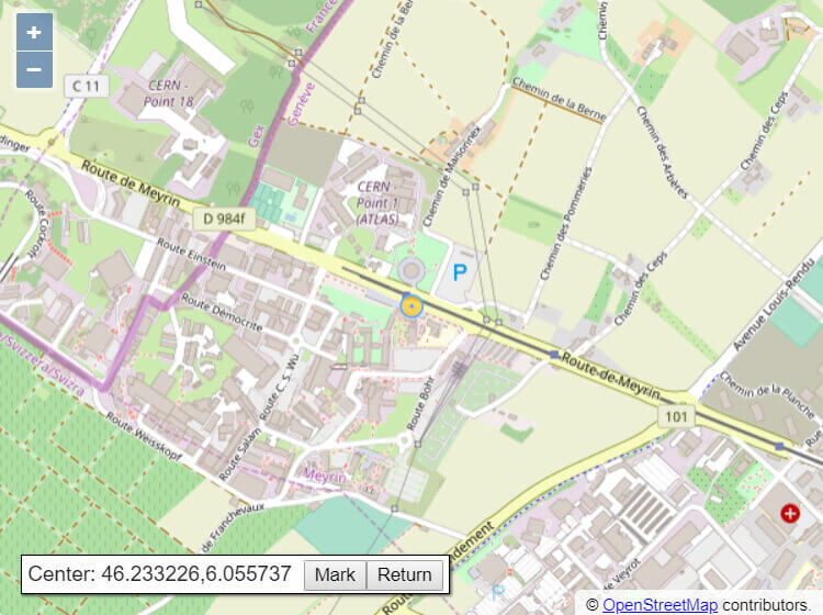 OpenLayers (with OpenStreetMap tiles) example: Add a custom control to a map.