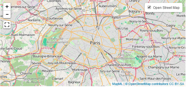 Medium scale image of a street map of Paris, France